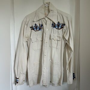 Vintage Cotton Embroidered Ranch Wear Shirt